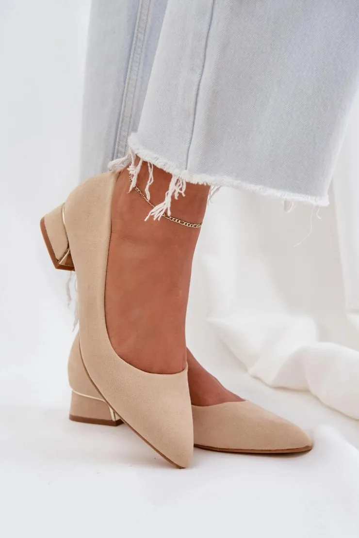Online Boto Czółenka Na Niskim Obcasie I Szpiczastymi Noskami Beżowe Terilara Beżowy