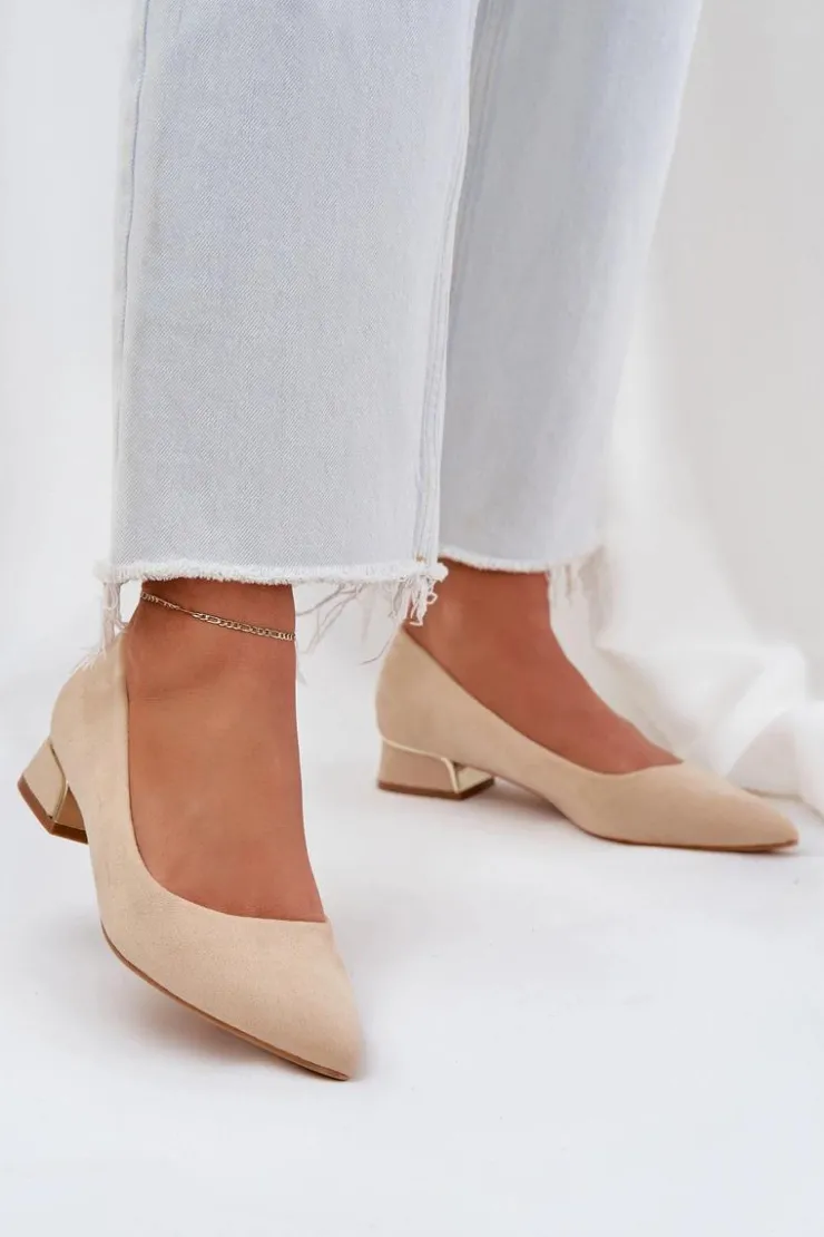 Online Boto Czółenka Na Niskim Obcasie I Szpiczastymi Noskami Beżowe Terilara Beżowy
