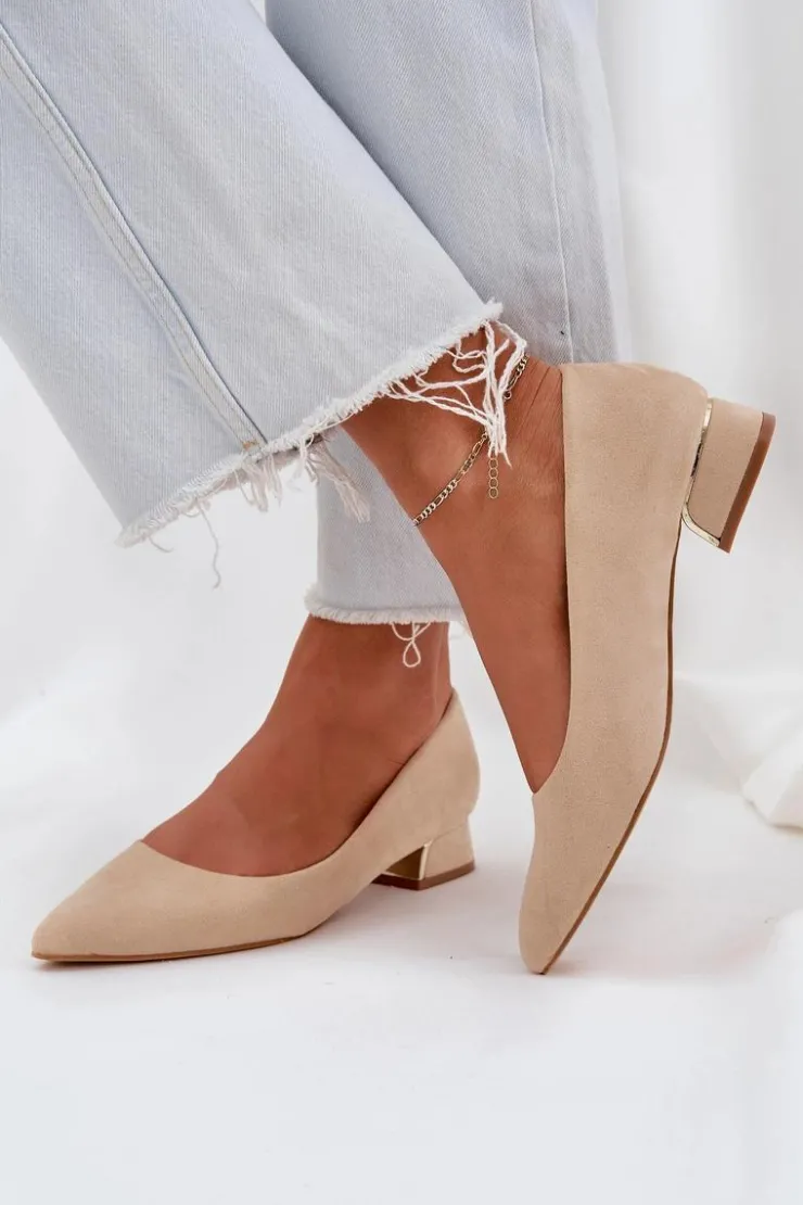 Online Boto Czółenka Na Niskim Obcasie I Szpiczastymi Noskami Beżowe Terilara Beżowy