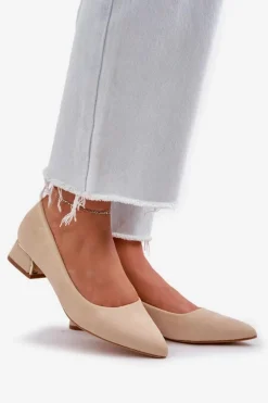 Online Boto Czółenka Na Niskim Obcasie I Szpiczastymi Noskami Beżowe Terilara Beżowy
