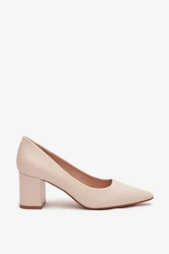 Outlet Boto Czółenka Na Słupkowym Obcasie Ze Szpiczastymi Noskami Jasnobeżowe Ryvessa Beżowy