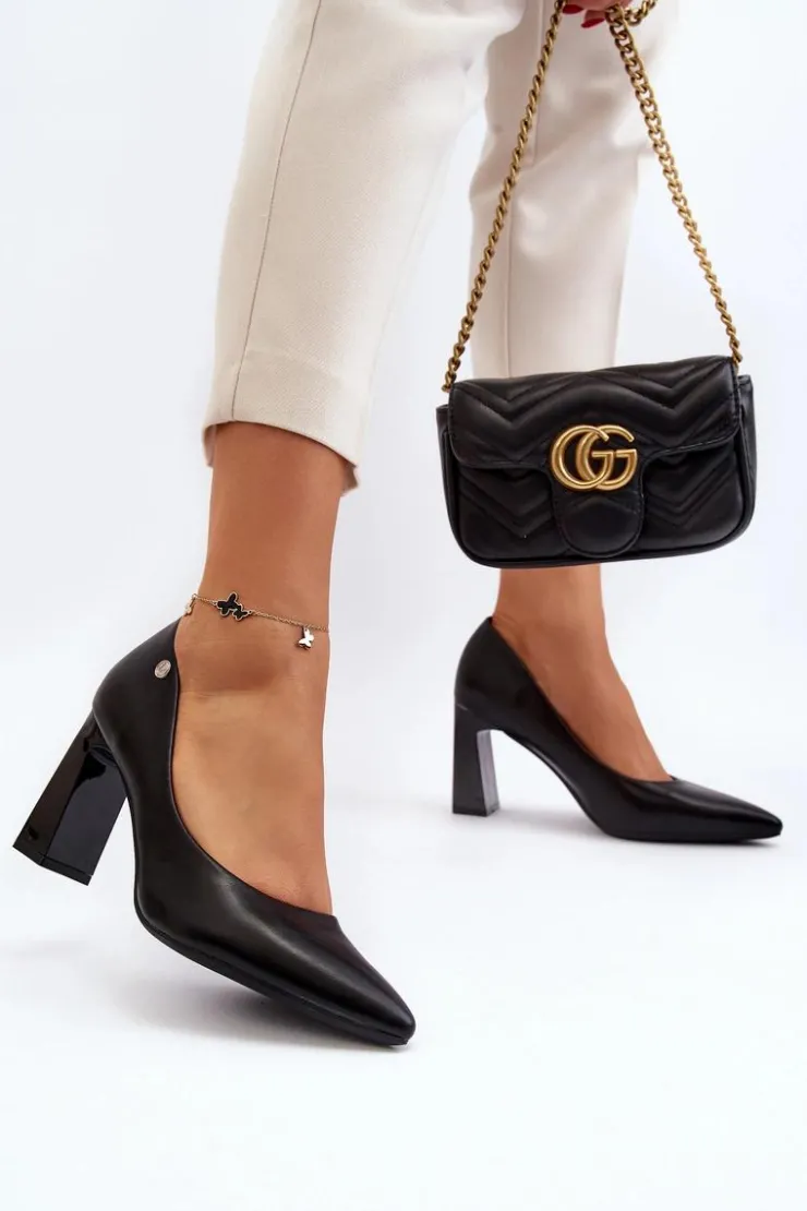 Buty damskie Vinceza Czółenka Na Słupku|Czółenka Klasyczne*Czółenka Na Słupku Eko Skóra Czarne Giseleni