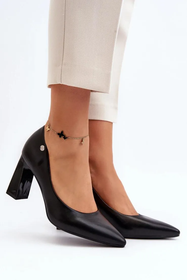 Buty damskie Vinceza Czółenka Na Słupku|Czółenka Klasyczne*Czółenka Na Słupku Eko Skóra Czarne Giseleni