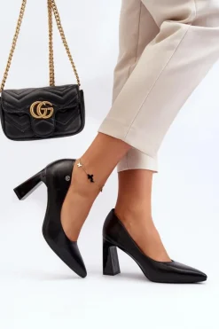 Buty damskie Vinceza Czółenka Na Słupku|Czółenka Klasyczne*Czółenka Na Słupku Eko Skóra Czarne Giseleni