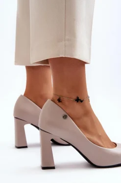 Best Buty damskie Vinceza Czółenka Na Słupku Eko Skóra Szare Giseleni