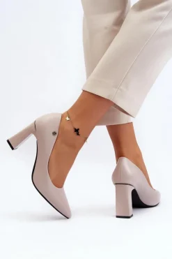 Best Buty damskie Vinceza Czółenka Na Słupku Eko Skóra Szare Giseleni