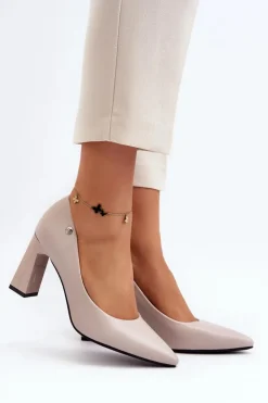 Best Buty damskie Vinceza Czółenka Na Słupku Eko Skóra Szare Giseleni