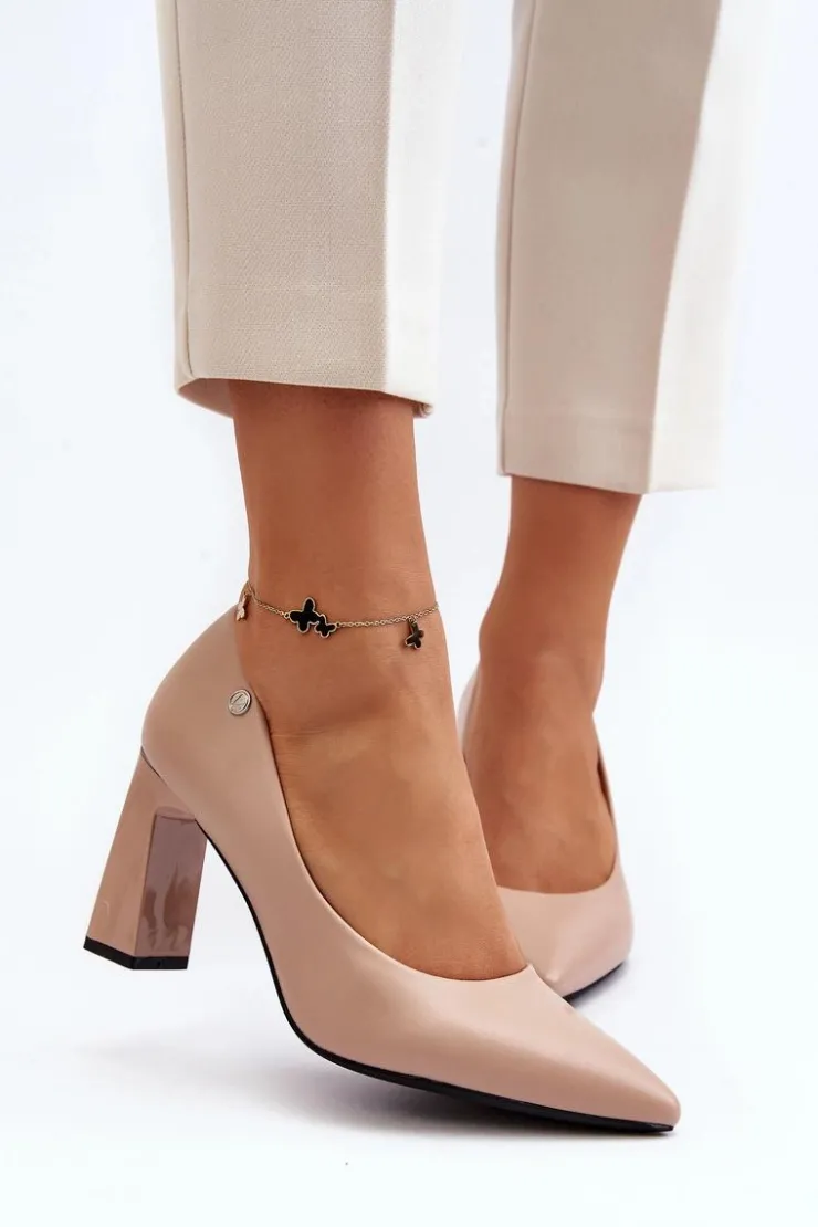 Damskie Buty damskie Vinceza Czółenka Na Słupku Eko Skóra Beżowe Giseleni