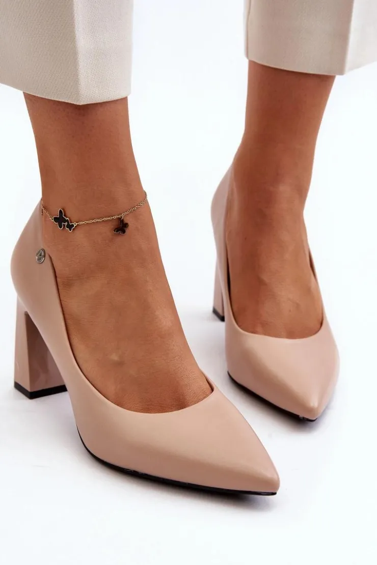 Damskie Buty damskie Vinceza Czółenka Na Słupku Eko Skóra Beżowe Giseleni