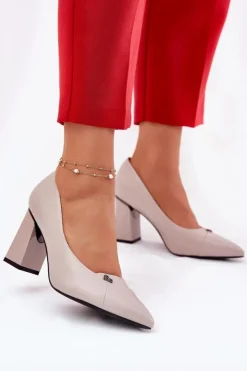 Damskie Buty damskie Vinceza Czółenka Na Słupku Eleganckie Vinceza 62224 Szare
