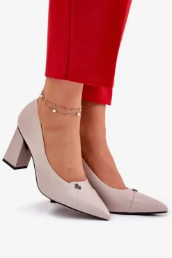 Damskie Buty damskie Vinceza Czółenka Na Słupku Eleganckie Vinceza 62224 Szare