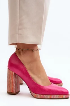 Laura Messi Czółenka Na Słupku 2746 Różowe Różowy