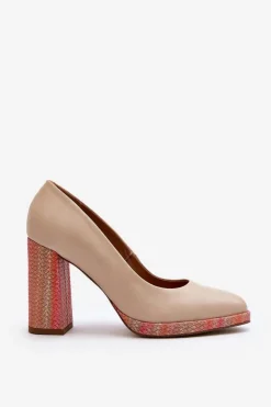 Discount Laura Messi Czółenka Na Słupku 2746 Jasnobeżowe