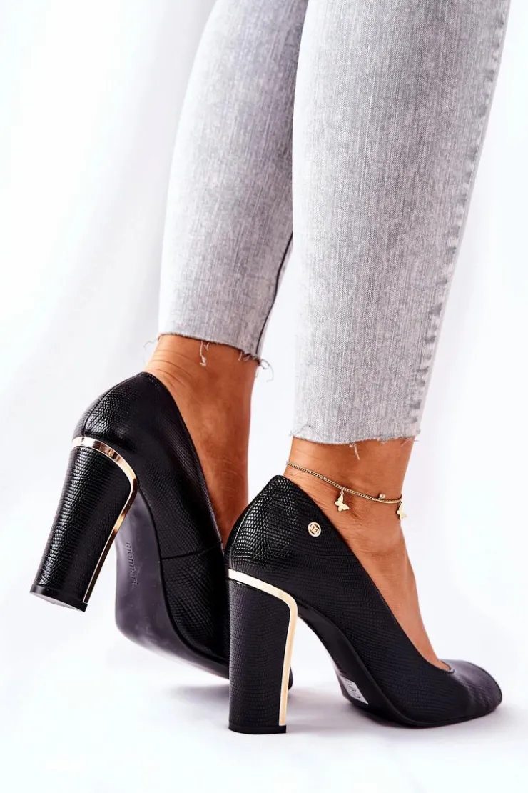 Damskie Monnari Czółenka Na Słupku 0780-020 Czarne