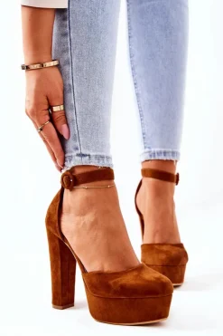 Boto Czółenka Na Platformie|Czółenka Zamszowe*Czółenka Na Słupku Platformie Zamszowe Camel Netel