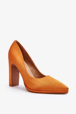 Boto Czółenka Klasyczne*Czółenka Na Słupku Pomarańczowe Piatti