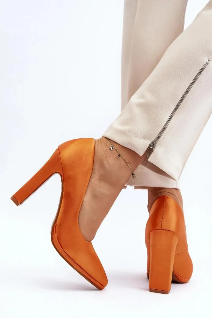 Boto Czółenka Klasyczne*Czółenka Na Słupku Pomarańczowe Piatti