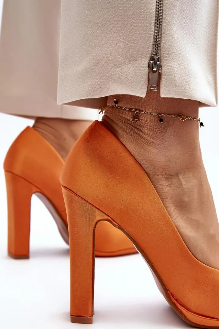 Boto Czółenka Klasyczne*Czółenka Na Słupku Pomarańczowe Piatti