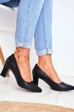 Best Buty Sergio Leone Czółenka Na Słupku Sergio Leone PB403 Czarne