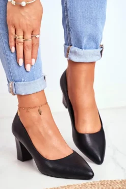 Best Buty Sergio Leone Czółenka Na Słupku Sergio Leone PB403 Czarne