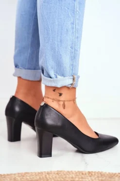 Best Buty Sergio Leone Czółenka Na Słupku Sergio Leone PB403 Czarne