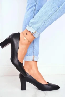 Best Buty Sergio Leone Czółenka Na Słupku Sergio Leone PB403 Czarne