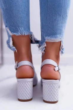 Damskie Buty Sergio Leone Czółenka Na Słupku Sergio Leone SK797 Szare Hertes