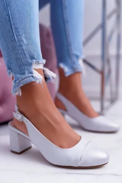 Damskie Buty Sergio Leone Czółenka Na Słupku Sergio Leone SK797 Szare Hertes