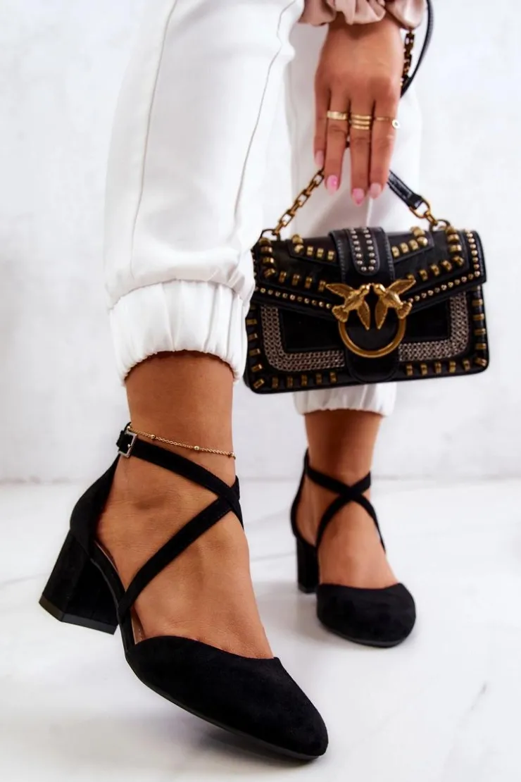 Buty Sergio Leone Czółenka Na Słupku*Czółenka Na Słupku Sergio Leone SK824 Czarne