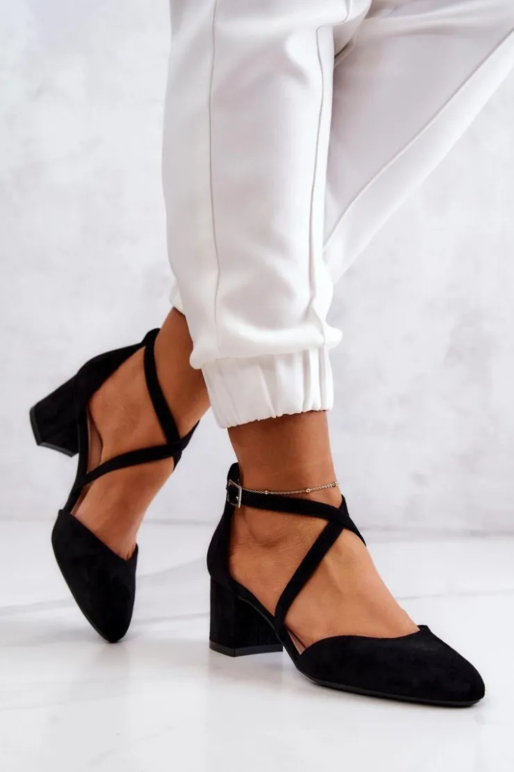 Buty Sergio Leone Czółenka Na Słupku*Czółenka Na Słupku Sergio Leone SK824 Czarne