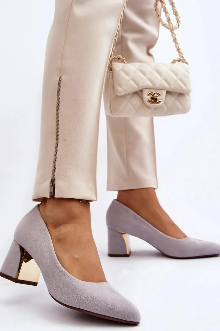 New Boto Czółenka Na Słupku Szare Stelloria