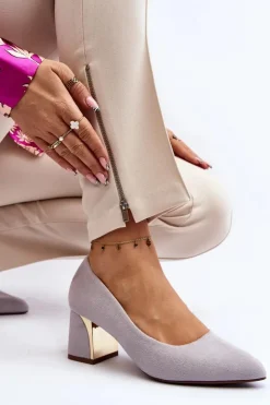 New Boto Czółenka Na Słupku Szare Stelloria