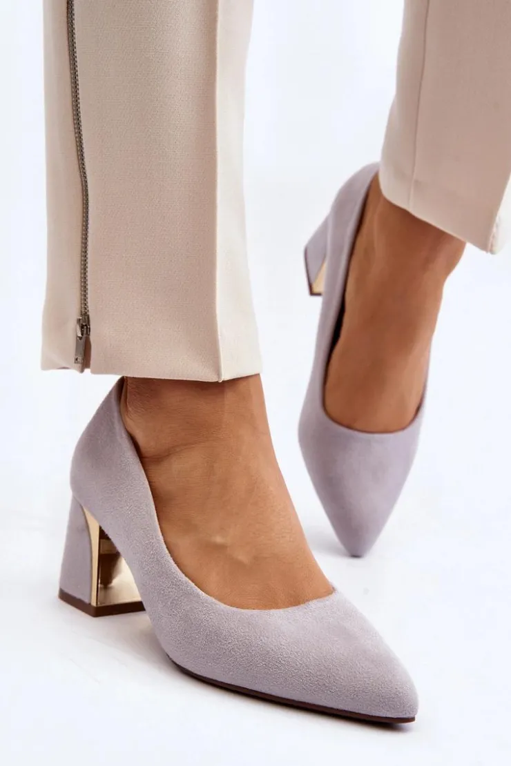 New Boto Czółenka Na Słupku Szare Stelloria