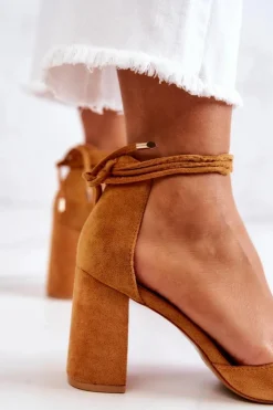 Boto Czółenka Zamszowe|Czółenka Na Słupku*Czółenka Na Słupku Wiązane Camel Lettice