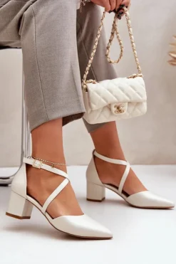 Buty Sergio Leone Czółenka Zamszowe|Czółenka Na Słupku*Czółenka Na Słupku Z Eko Skóry Sergio Leone SK830 Perłowe