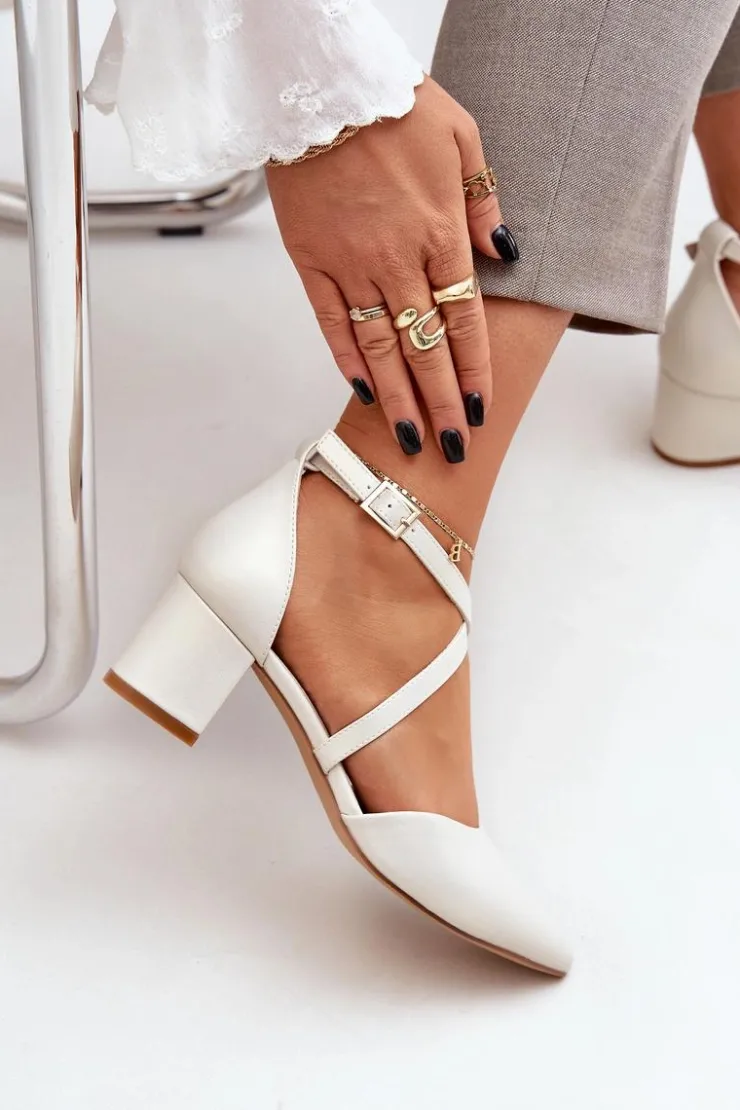 Buty Sergio Leone Czółenka Zamszowe|Czółenka Na Słupku*Czółenka Na Słupku Z Eko Skóry Sergio Leone SK830 Perłowe