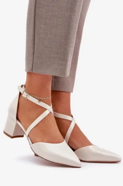 Buty Sergio Leone Czółenka Zamszowe|Czółenka Na Słupku*Czółenka Na Słupku Z Eko Skóry Sergio Leone SK830 Perłowe