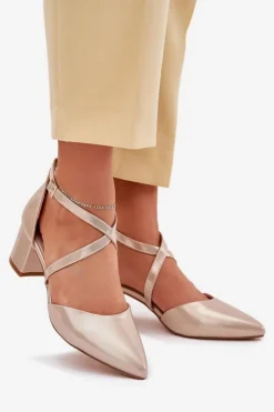 Buty Sergio Leone Czółenka Zamszowe|Czółenka Na Słupku*Czółenka Na Słupku Z Eko Skóry Sergio Leone SK830 Złote Złoty