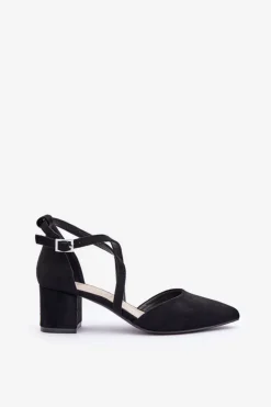 Online Buty Sergio Leone Czółenka Na Słupku Z Eko Zamszu Sergio Leone SK830 Czarne