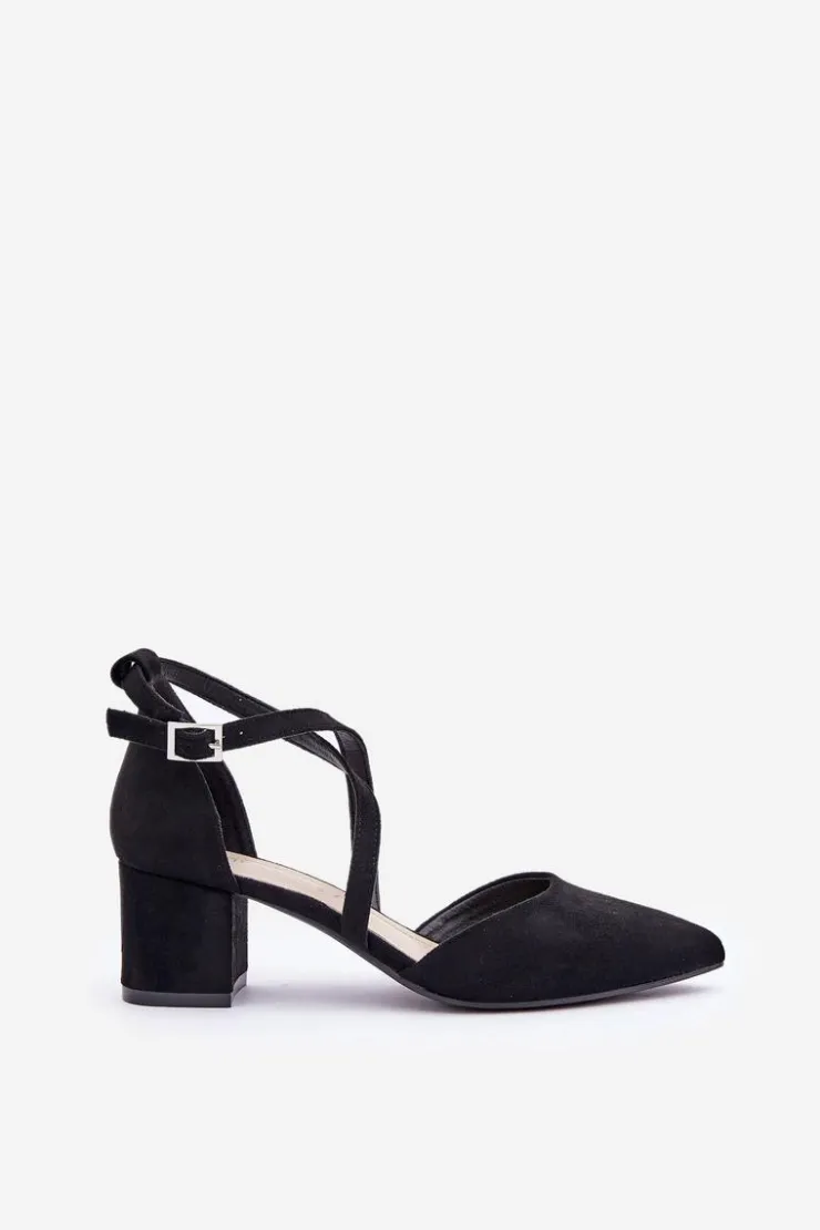 Online Buty Sergio Leone Czółenka Na Słupku Z Eko Zamszu Sergio Leone SK830 Czarne