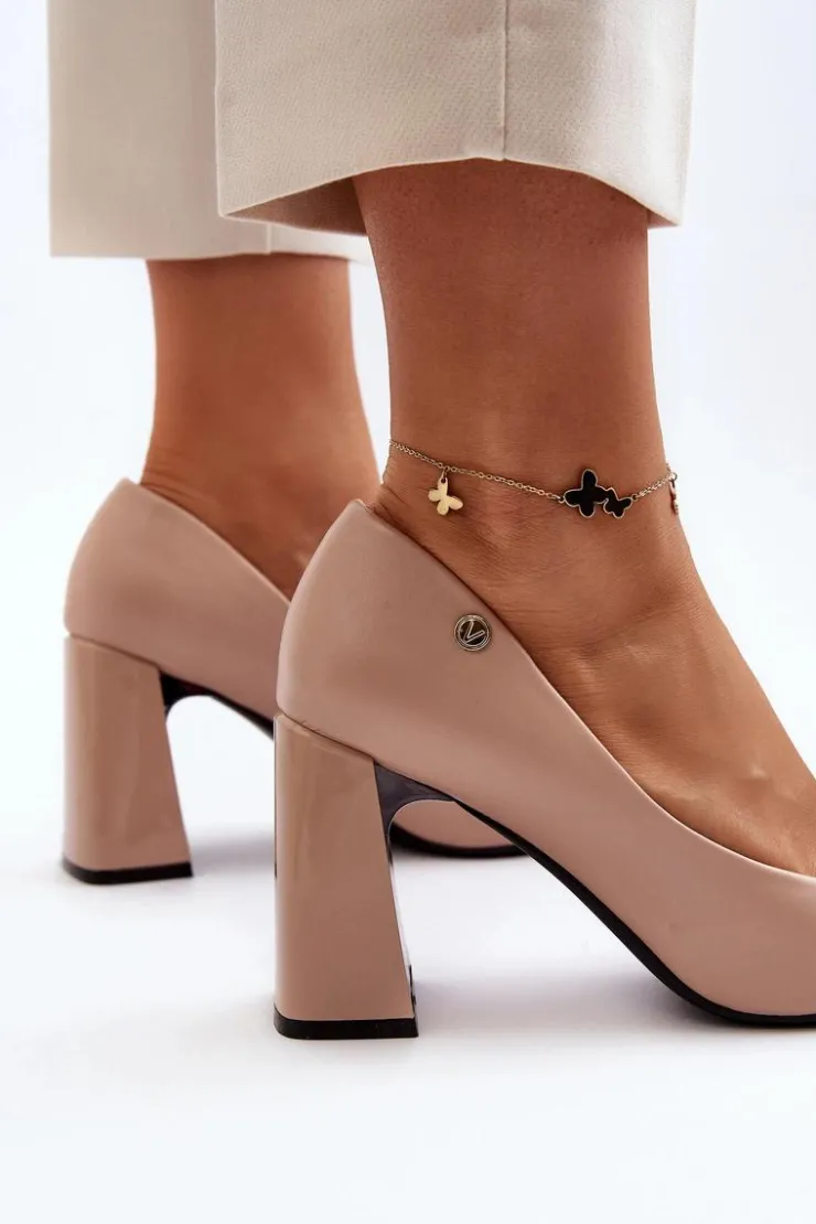 Damskie Buty damskie Vinceza Czółenka Na Słupku Z Kokardą Beżowe Ariemessa