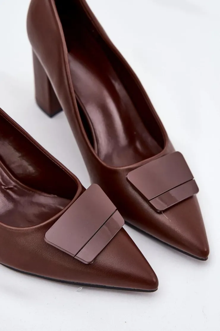 Boto Czółenka Na Słupku|Czółenka Klasyczne*Czółenka Na Słupku Z Ozdobą Brązowe Celira