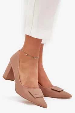 Boto Czółenka Na Słupku|Czółenka Klasyczne*Czółenka Na Słupku Z Ozdobą Ciemnobeżowe Celira Beżowy