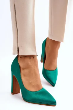 Damskie Boto Czółenka Na Słupku Zielone Piatti