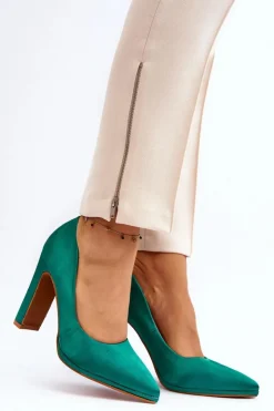 Damskie Boto Czółenka Na Słupku Zielone Piatti