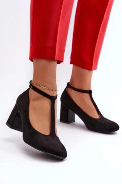 Evento Czółenka Na Słupku|Czółenka Klasyczne*Czółenka Z Eko Zamszu Na Słupku Czarne Raniyah Czarny