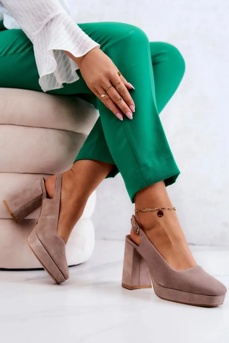 New Maciejka Czółenka Zamszowe 05441-10 Beżowe