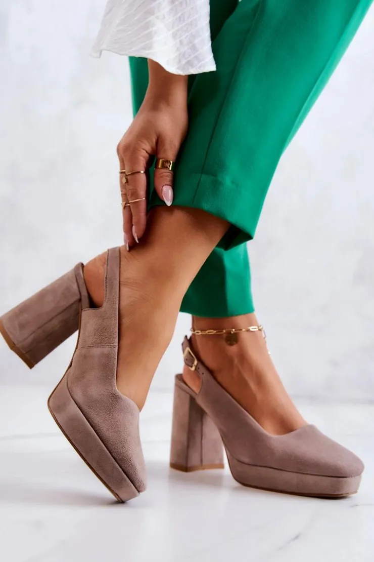 New Maciejka Czółenka Zamszowe 05441-10 Beżowe