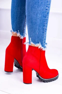 Boto Botki Na Słupku|Czarne Botki*Czerwone botki na słupku Guriela Suede