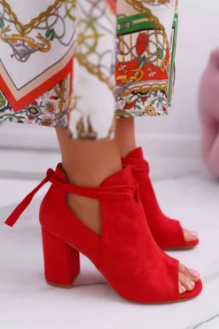 Buty damskie Vinceza Sandały Na Obcasie|Botki Sznurowane*Czerwone Botki Sandały Na Słupku Odkryte Palce Grays